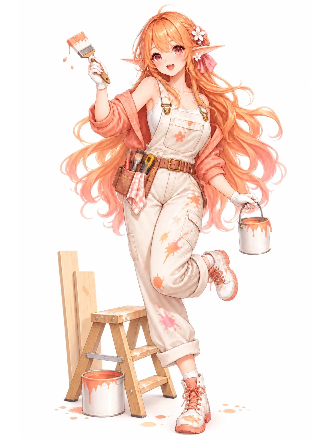 Miyori, une jeune elfe aux cheveux orangés et aux yeux roses, rénove le site.